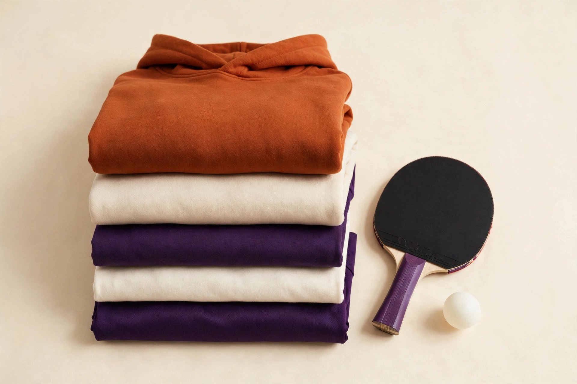 Rack of new adult table tennis apparel arrivals